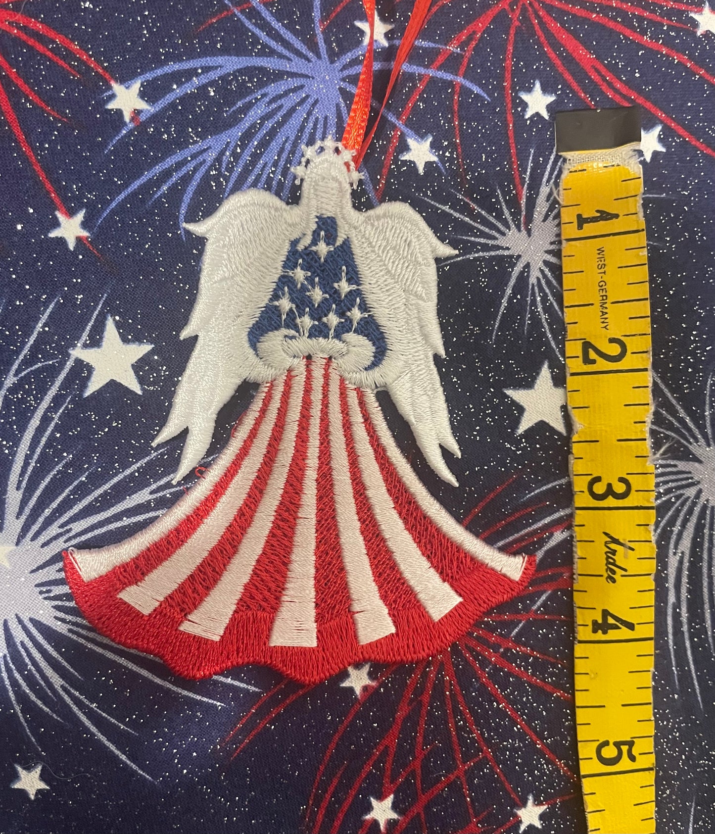 Patriotic Angel Ornament Embroidered USA 250th Birthday Decor