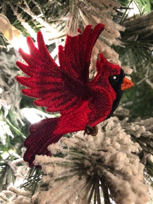 Cardinal Christmas Ornament - Handmade Lace Keepsake