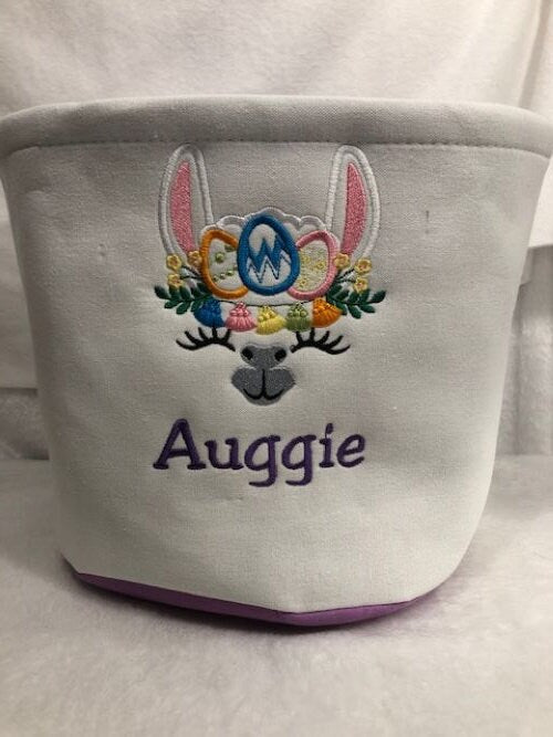 Easter Basket Llama Plush Easter personalized customized, embroidered, monogrammed