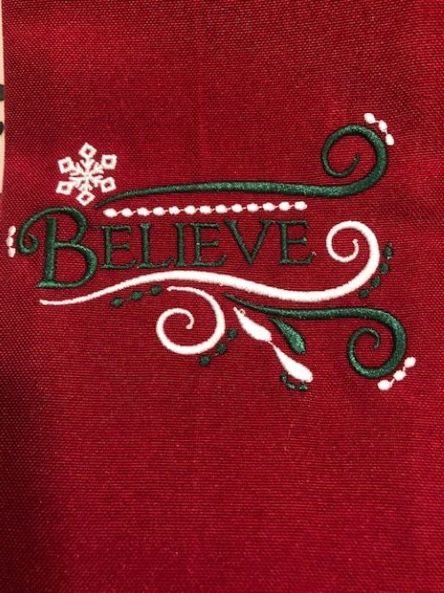 Believe Dinner Napkins - Embroidered