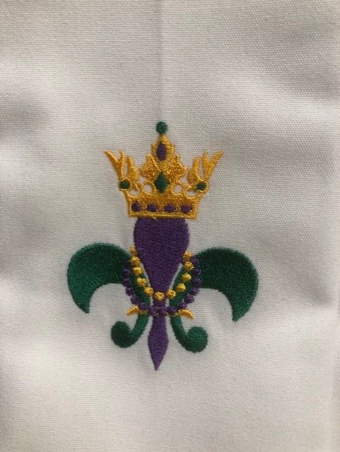 Louisiana Mardi Gras Fleur de Lis Cloth Dinner Napkin Set of 8, Cajun Napkin, Embroidered, Customized, Monogrammed dinner napkin