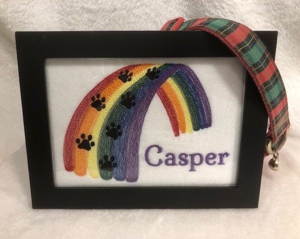 Pet Loss Gift, Memorial, Rainbow Bridge, embroidery, embroidery art, Pet Memorial Keepsake, Sympathy Gift