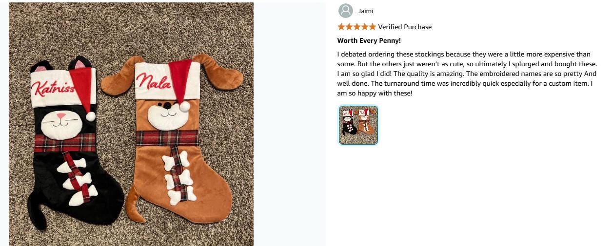 Pet Christmas Stocking – Large 18” Personalized Dog or Cat Stocking – Brown Dog or Black Cat – Embroidered – Fireplace Mantel Holiday Decor