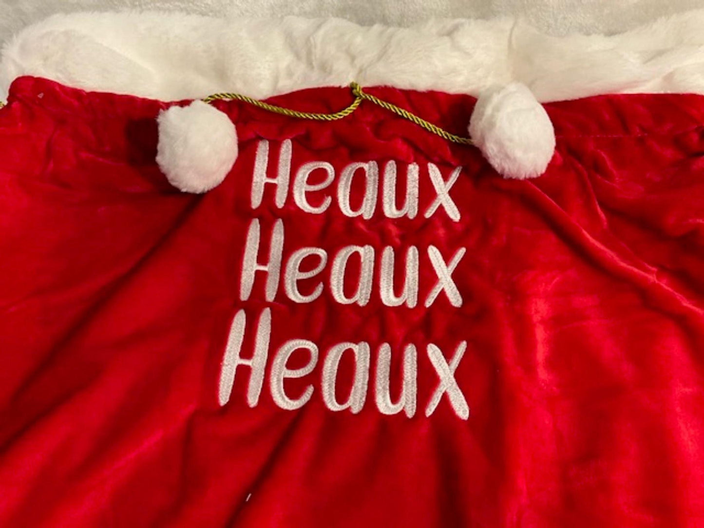Heaux Heaux Heaux embroidered Cajun Louisiana Christmas Santa Bag