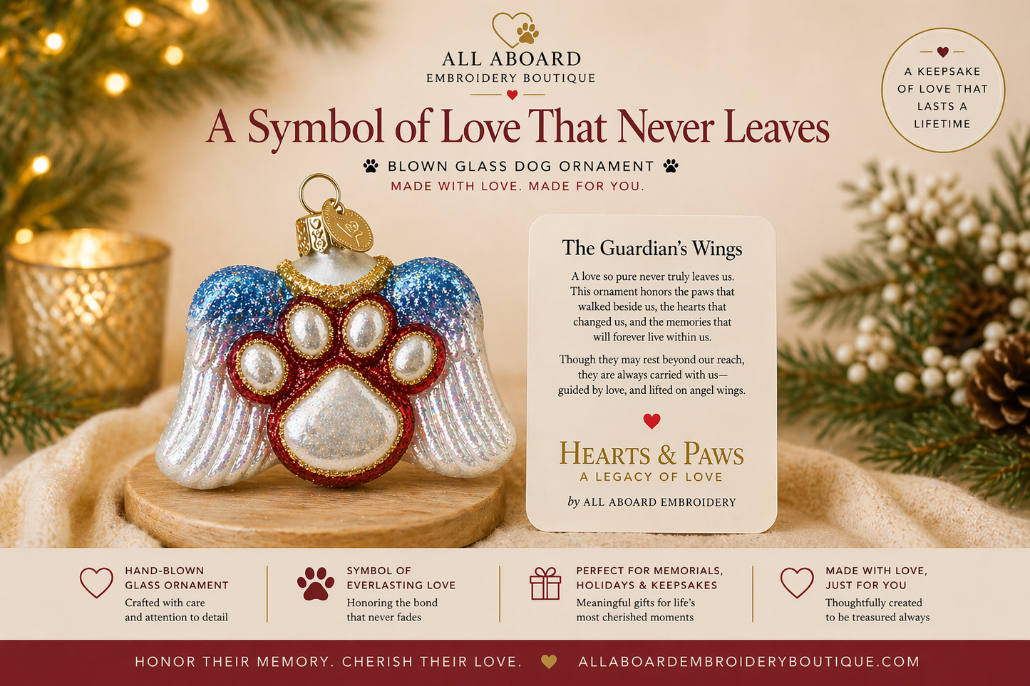 Guardian Angel Dog Ornament | Hearts & Paws Memorial Christmas Ornament
