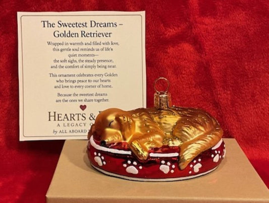 Sleeping Golden Retriever Ornament | Hearts & Paws Christmas Ornament