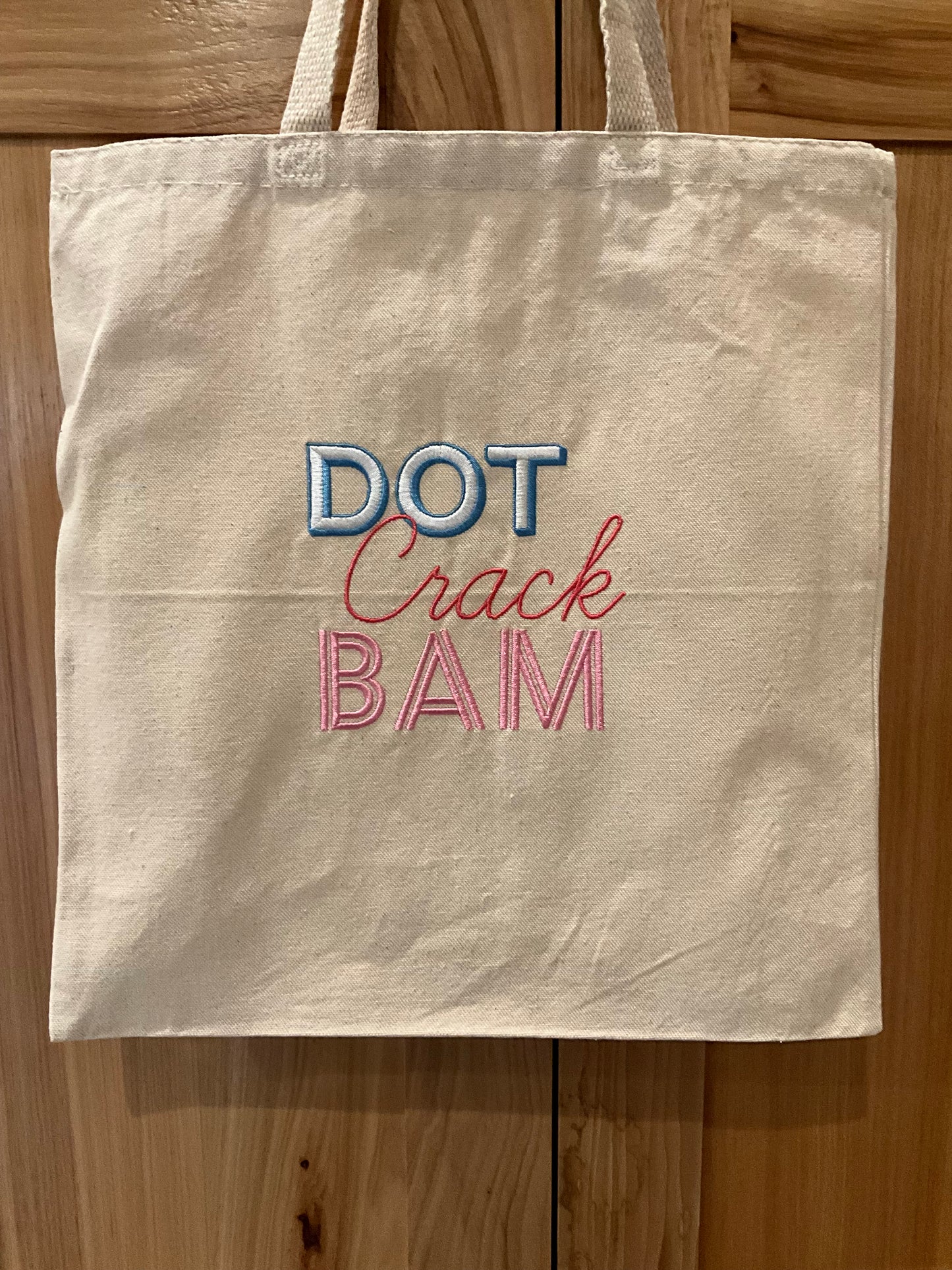 Mahjong Dot Crack Bam Embroidered Canvas Tote Bag