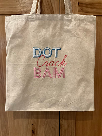 Mahjong Dot Crack Bam Embroidered Canvas Tote Bag