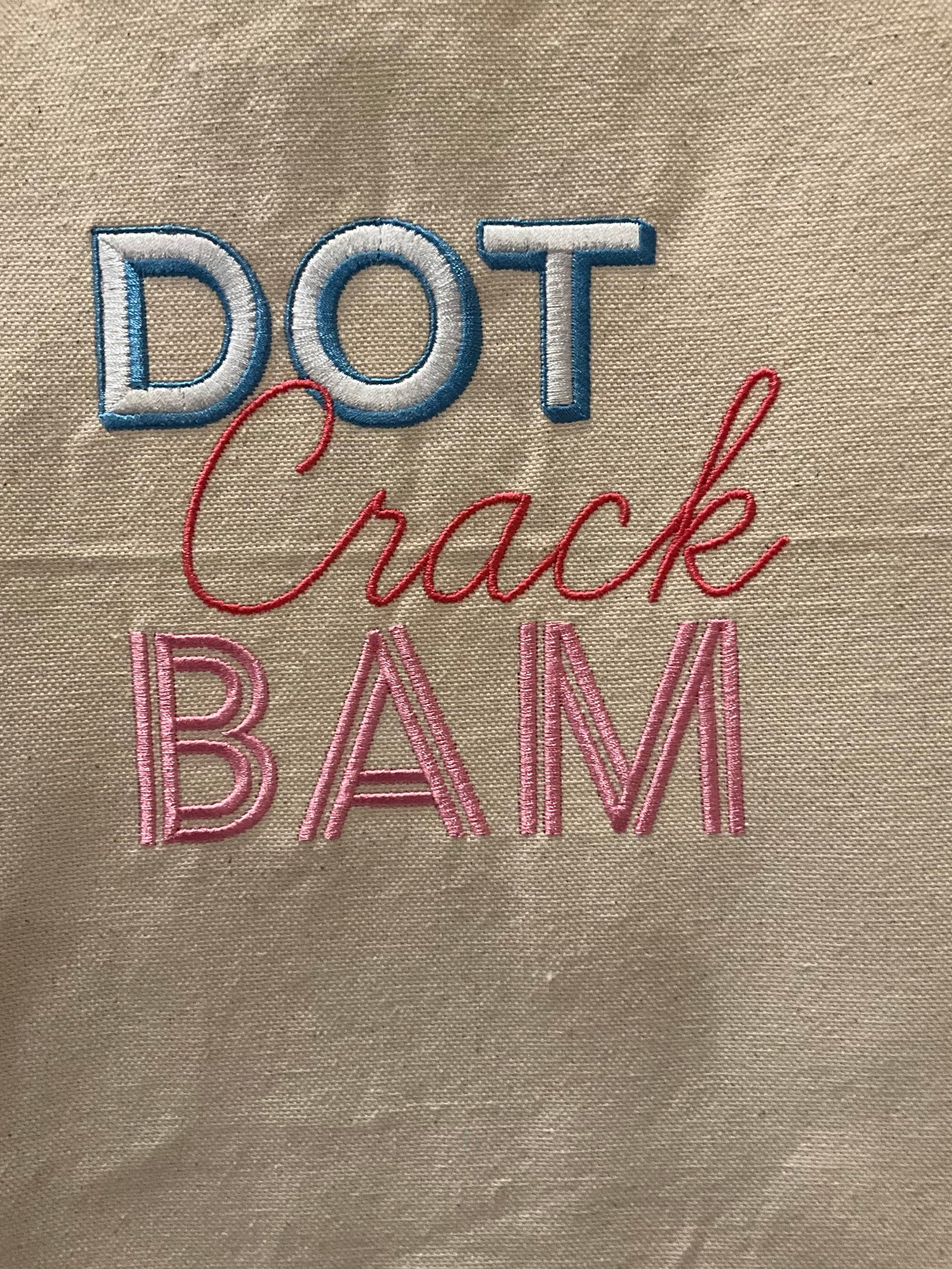 Mahjong Dot Crack Bam Embroidered Canvas Tote Bag