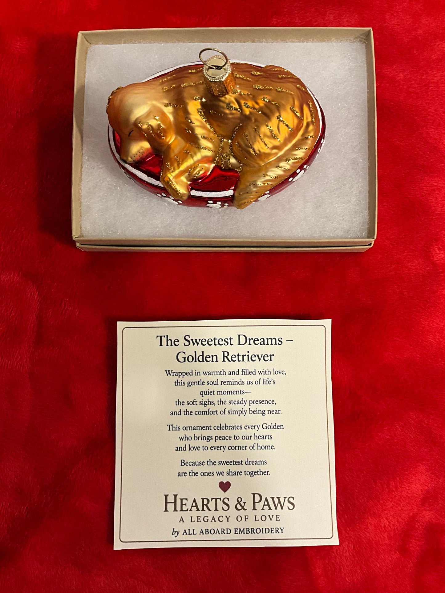 Sleeping Golden Retriever Ornament | Hearts & Paws Christmas Ornament