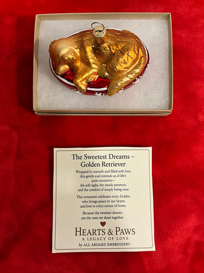 Sleeping Golden Retriever Ornament | Hearts & Paws Christmas Ornament