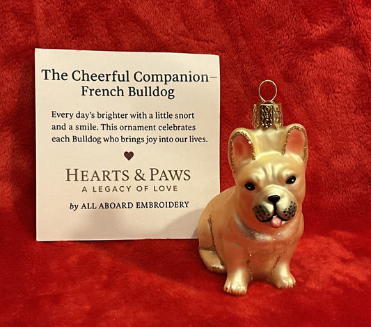 French Bulldog Ornament | Hearts & Paws Christmas Ornament
