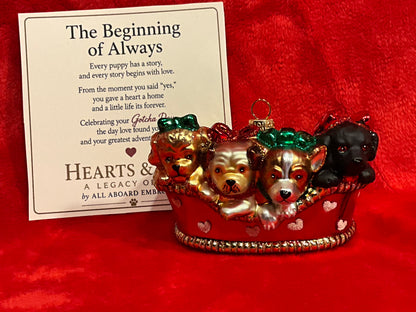 The Beginning of Always Puppy Basket Ornament | Hearts & Paws Collection