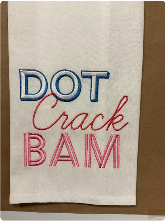 Dot Crack Bam Embroidered Tea Mahjong Kitchen Tea Towel