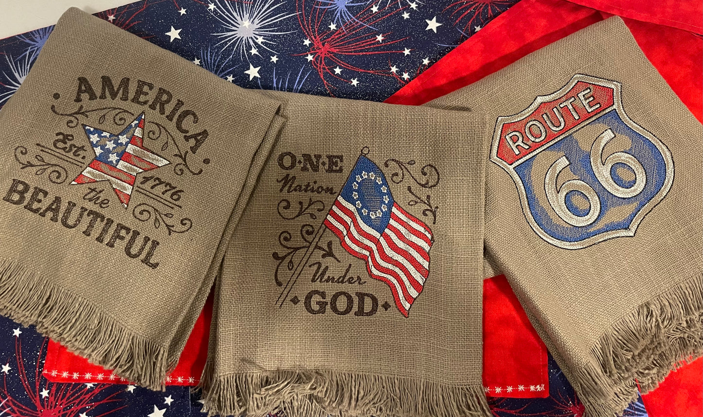 Americana Embroidered Tea Towel Set USA 250th Birthday
