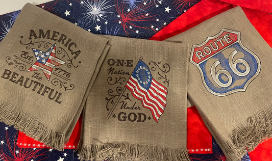 Americana Embroidered Tea Towel Set USA 250th Birthday