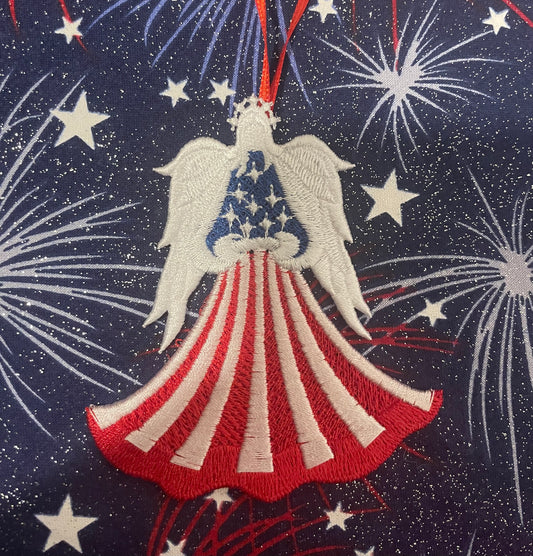 Patriotic Angel Ornament Embroidered USA 250th Birthday Decor