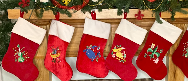 Christmas Cajun Stocking  - Embroidered