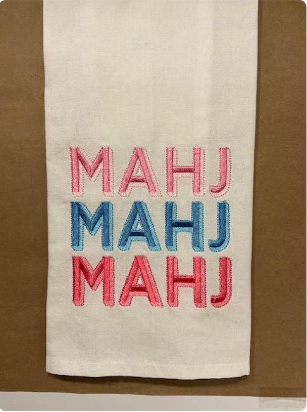 Dot Crack Bam Embroidered Tea Mahjong Kitchen Tea Towel