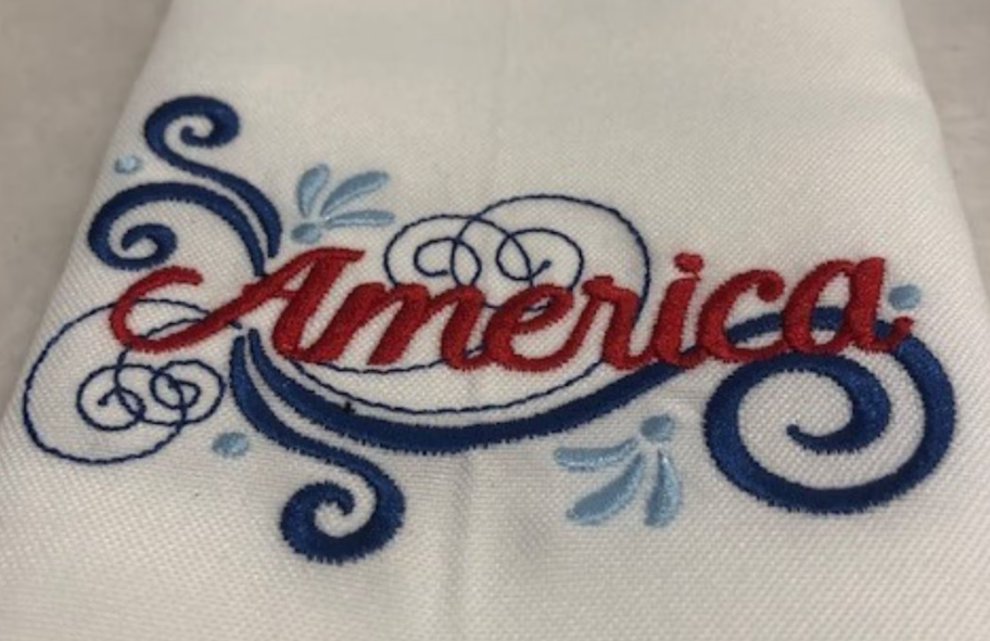 Patriotic Embroidered Dinner Napkin Set | America 250 Collection | Set of 6 Cloth Napkins