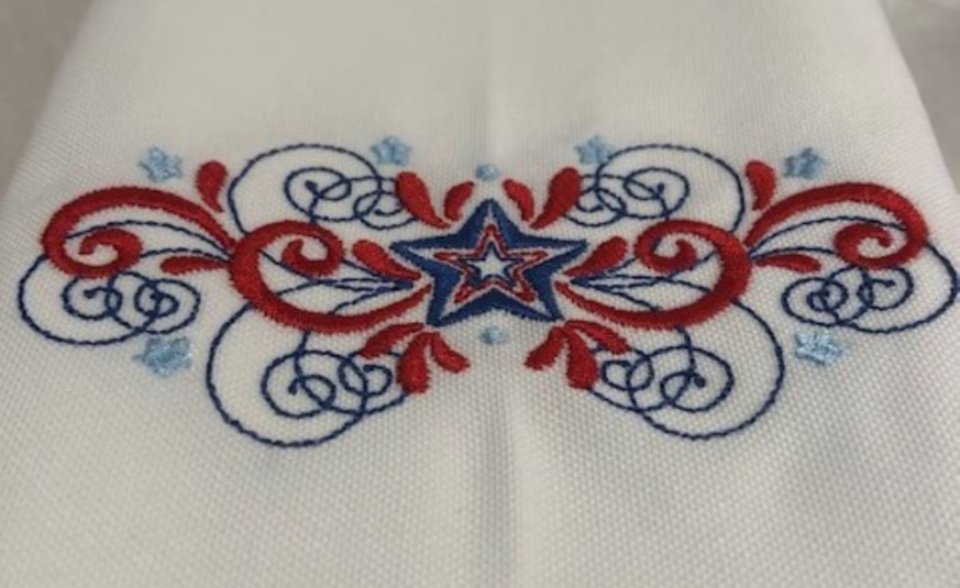 Patriotic Embroidered Dinner Napkin Set | America 250 Collection | Set of 6 Cloth Napkins