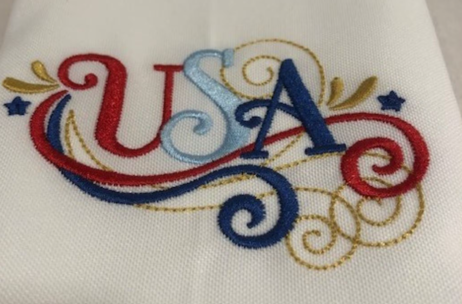 Patriotic Embroidered Dinner Napkin Set | America 250 Collection | Set of 6 Cloth Napkins