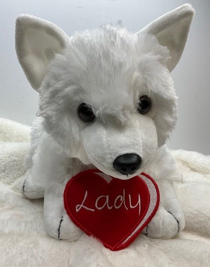 Dog Plush, Stuffed Husky Plush, White Husky, Valentine plush, German shepherd, Australian Shepherd, Customized embroidered personalize