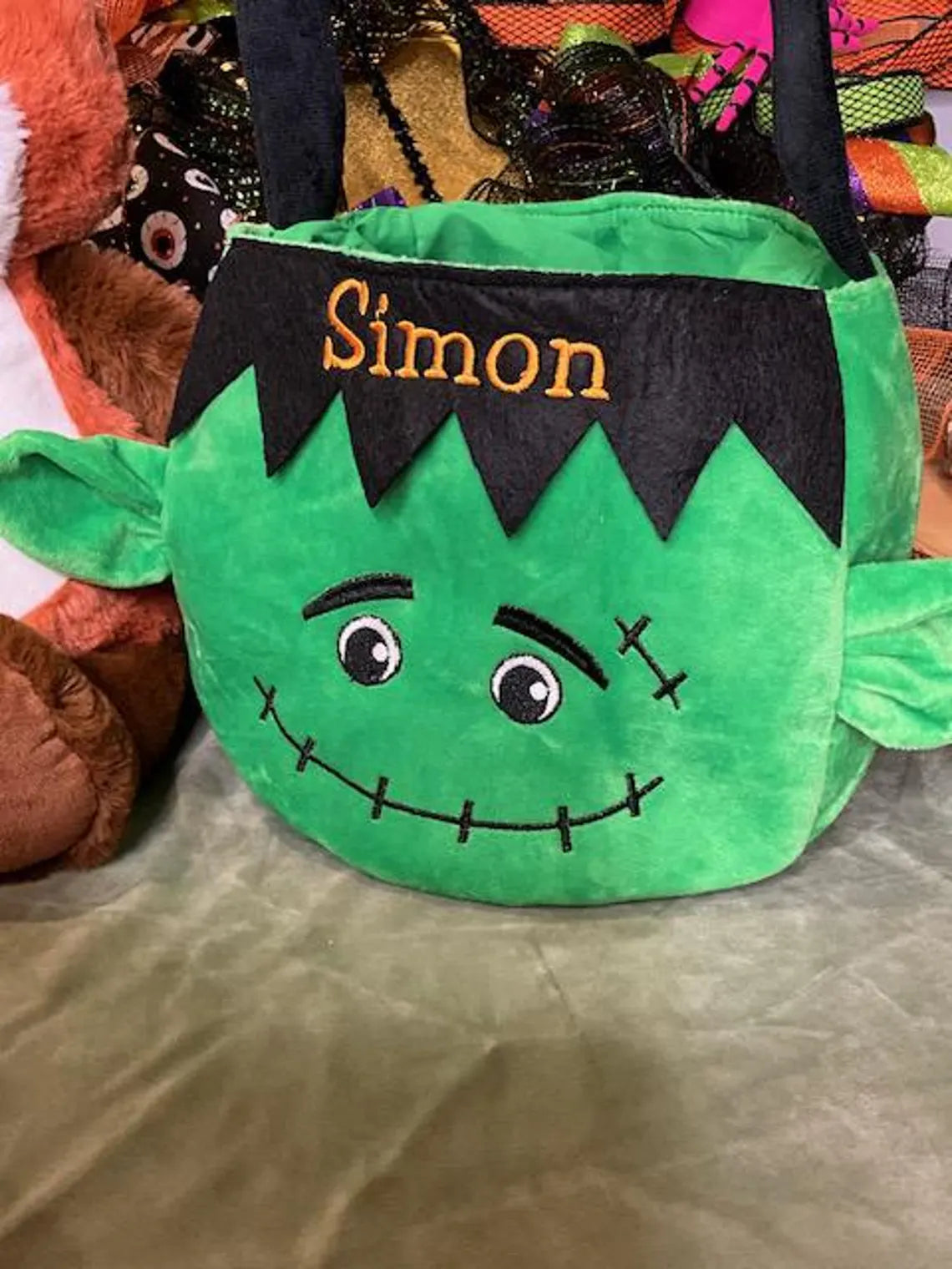 Halloween Basket, Trick or Treat Basket, Trick or Treat Bucket, Halloween Bucket personalized, customized embroidered, Ghost, Cat, Pumpkin