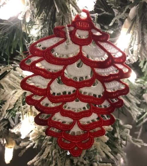 Pine Cone Ornament – Handmade Lace Keepsake