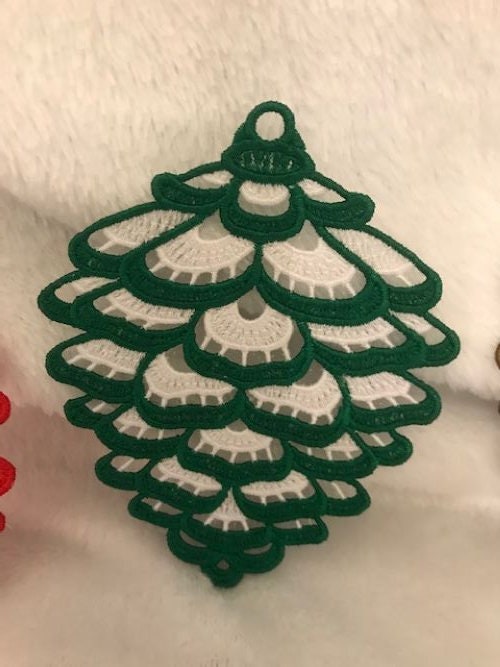 Pine Cone Ornament – Handmade Lace Keepsake