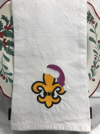 Fleur de lis Tea Towel, Kitchen Tea Towel, Louisiana Themed Tea Towel, Christmas home decor