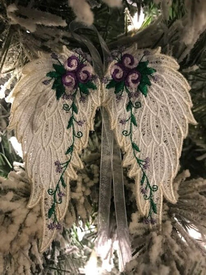 Angel Wings Ornament - Handmade Remembrance Lace Keepsake