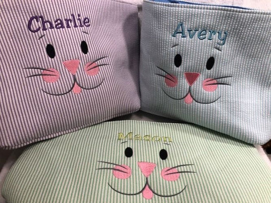 Kids Easter Basket, Personalized Easter Basket, Child's Easter Basket, Seersucker Easter Basket, Monogram Easter Basket