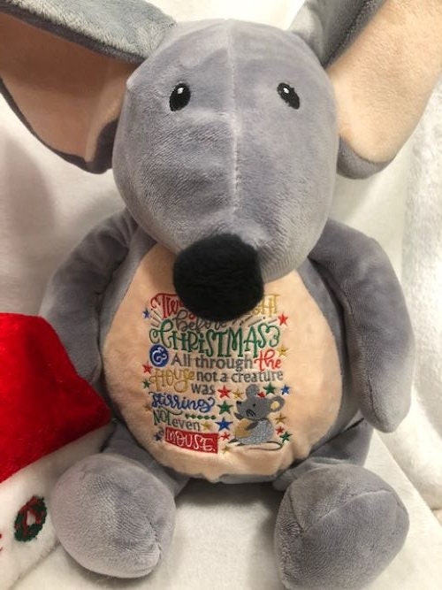 Christmas Mouse, Twas the Night Before Christmas Mouse, Stuffed Mouse, Baby Keepsake, Personalized, customized, My First Christmas