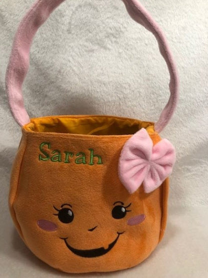 Halloween Basket, Trick or Treat Basket, Trick or Treat Bucket, Halloween Bucket personalized, customized embroidered, Ghost, Cat, Pumpkin