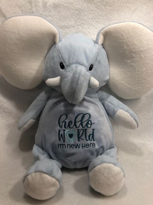 Elephant personalized stuffed animal, Elephant baby shower gift, Baby Gift, My First Birthday Elephant, customized, embroidered