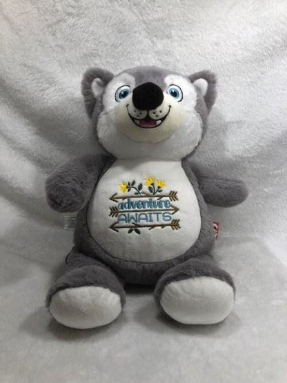 Husky stuffed animal, My first Husky, My first bear, Husky personalized Adventure Awaits Husky Plush, Personalized, Embroidered, Customized