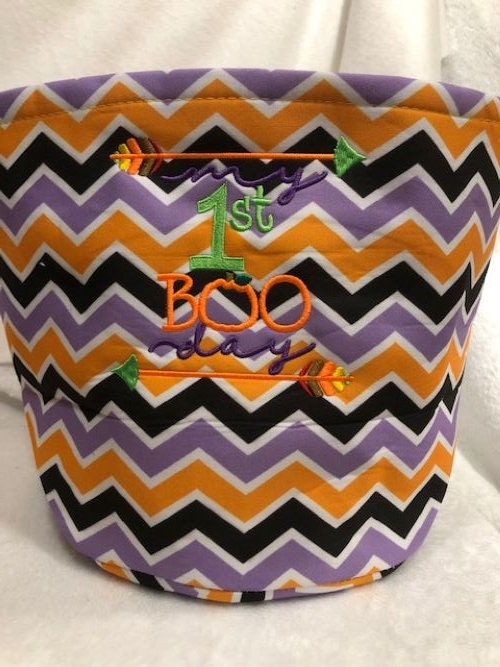 Personalized Halloween Basket, My First Boo Day, My First Halloween, Trick or Treat basket, Halloween embroidered basket, customized persona