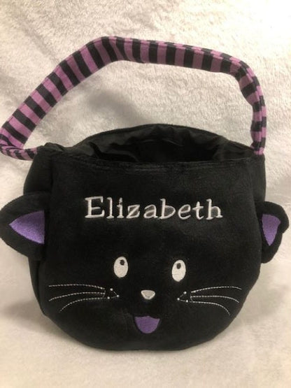 Halloween Basket, Trick or Treat Basket, Trick or Treat Bucket, Halloween Bucket personalized, customized embroidered, Ghost, Cat, Pumpkin