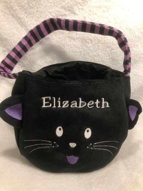 Pumpkin Halloween Basket, Trick or Treat Basket, Trick or Treat Bucket, Halloween Bucket personalized, customized embroidered, Ghost, Cat