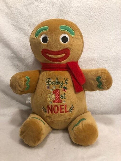 My 1st Christmas, My First Baby Shower, First Noel Plush Gingerbread Man, Embroidered, Personalized, Christmas Plush