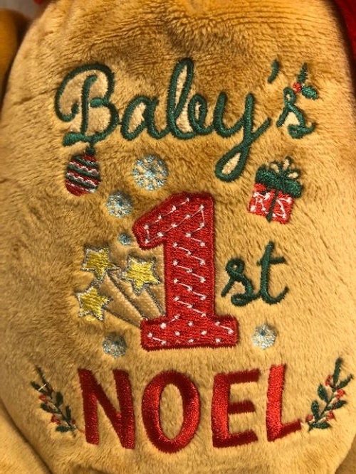 My 1st Christmas, My First Baby Shower, First Noel Plush Gingerbread Man, Embroidered, Personalized, Christmas Plush