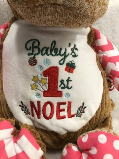 My 1st Christmas, My First Baby Shower, First Noel Plush Gingerbread Man, Embroidered, Personalized, Christmas Plush