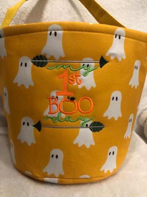 Personalized Halloween Basket, My First Boo Day, My First Halloween, Trick or Treat basket, Halloween embroidered basket, customized persona