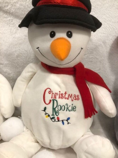 My First Christmas Snow baby, My first Christmas Snowman, Baby Gift Christmas plush, Christmas stuffed animal embroidered, custom plush