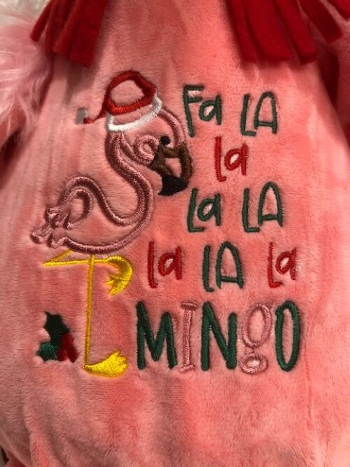 Christmas Flamingo Plush, Christmas Flamingo, Babies 1st Christmas Plush, Embroidered, Customized, Personalized, Christmas plush