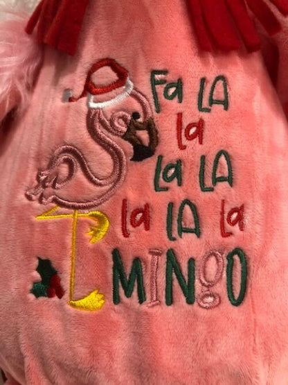 Christmas Flamingo Plush, Christmas Flamingo, Babies 1st Christmas Plush, Embroidered, Customized, Personalized, Christmas plush