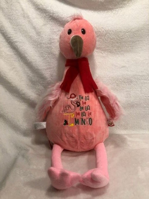 Christmas Flamingo Plush, Christmas Flamingo, Babies 1st Christmas Plush, Embroidered, Customized, Personalized, Christmas plush