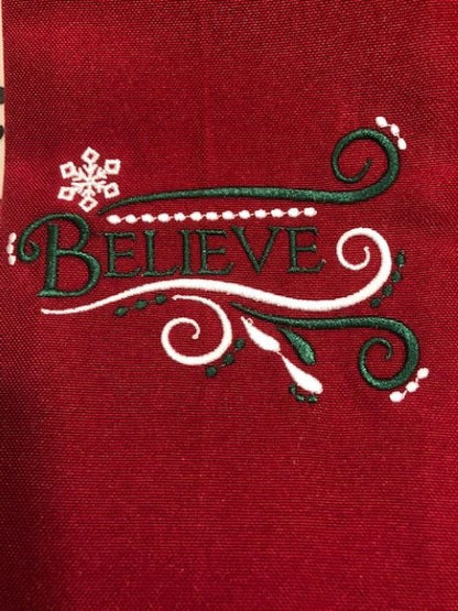 Believe Dinner Napkins - Embroidered