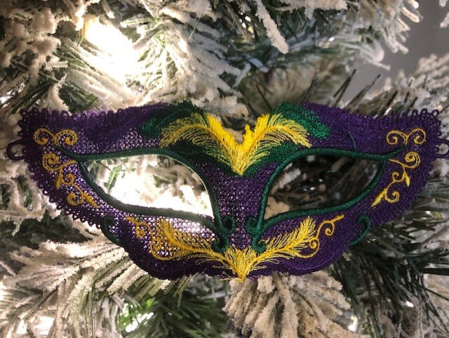 Mardi Gras Mask- embroidered, home decor, Mardi Gras decorations, Mardi Gras ornament FSL